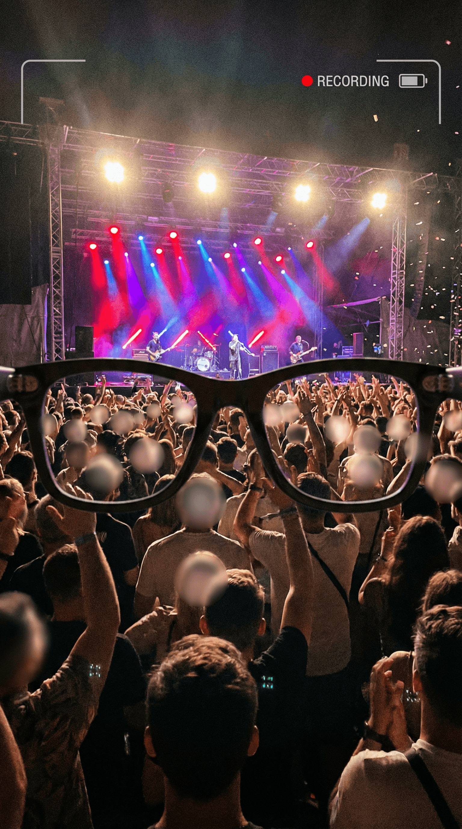 Concert scene with blurred faces